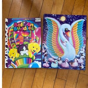 Lisa Frank Balloon Buddies Coloring Book and Blanca Swan Folder Mixed Lot